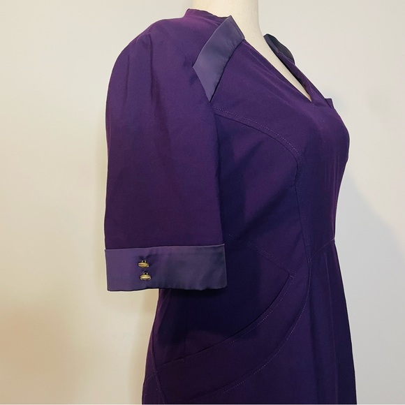 Delta Airlines Zac Posen Flight Attendant Dress Passport Plum, Gold Buttons - Picture 5 of 16